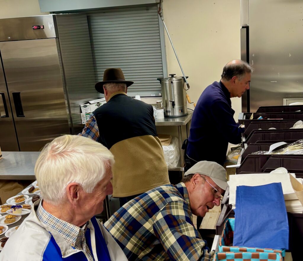 Working in the kitchen.